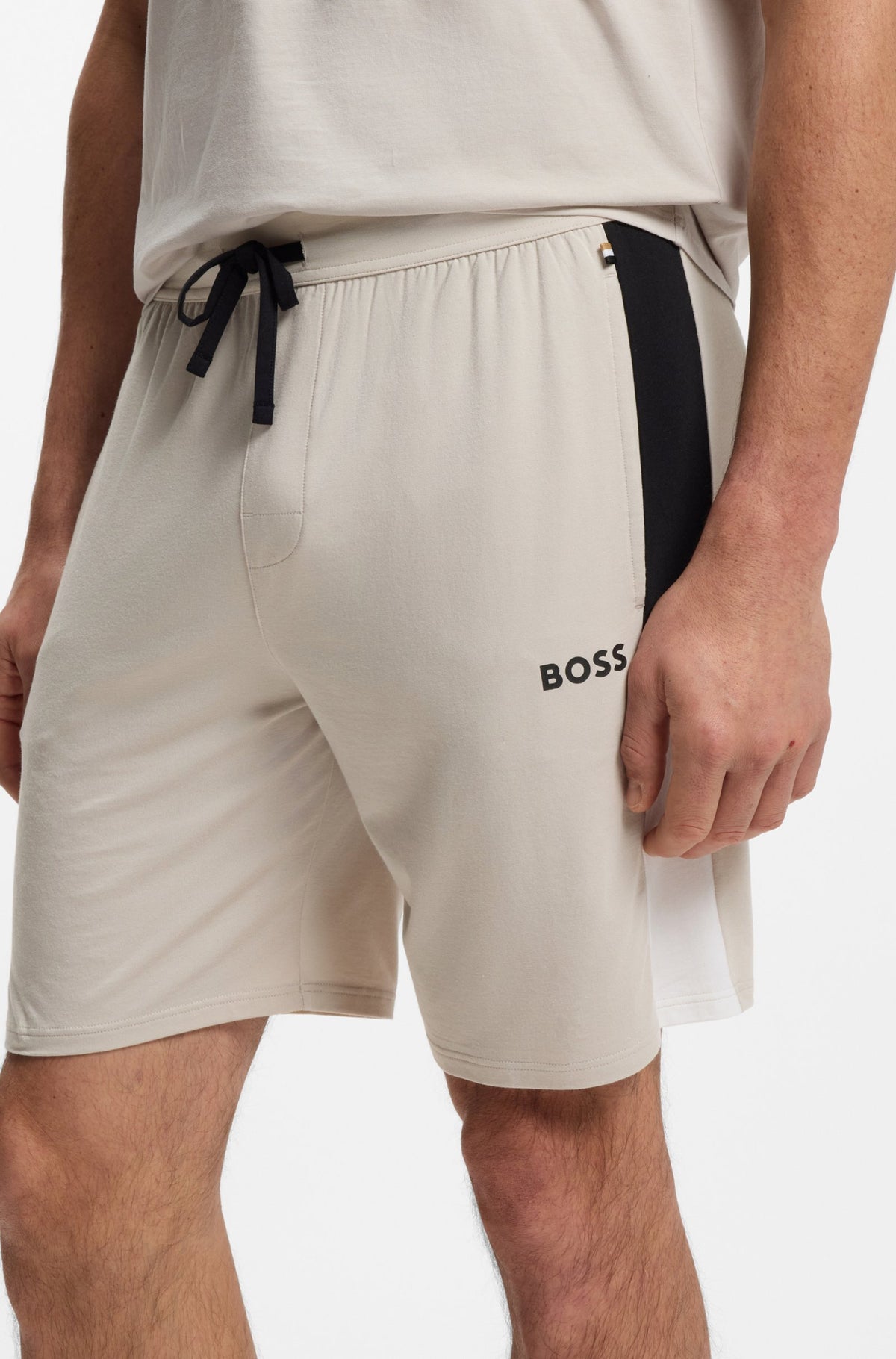 short boss balance shorts pyjamas shorts hugoboss open grey beige grå