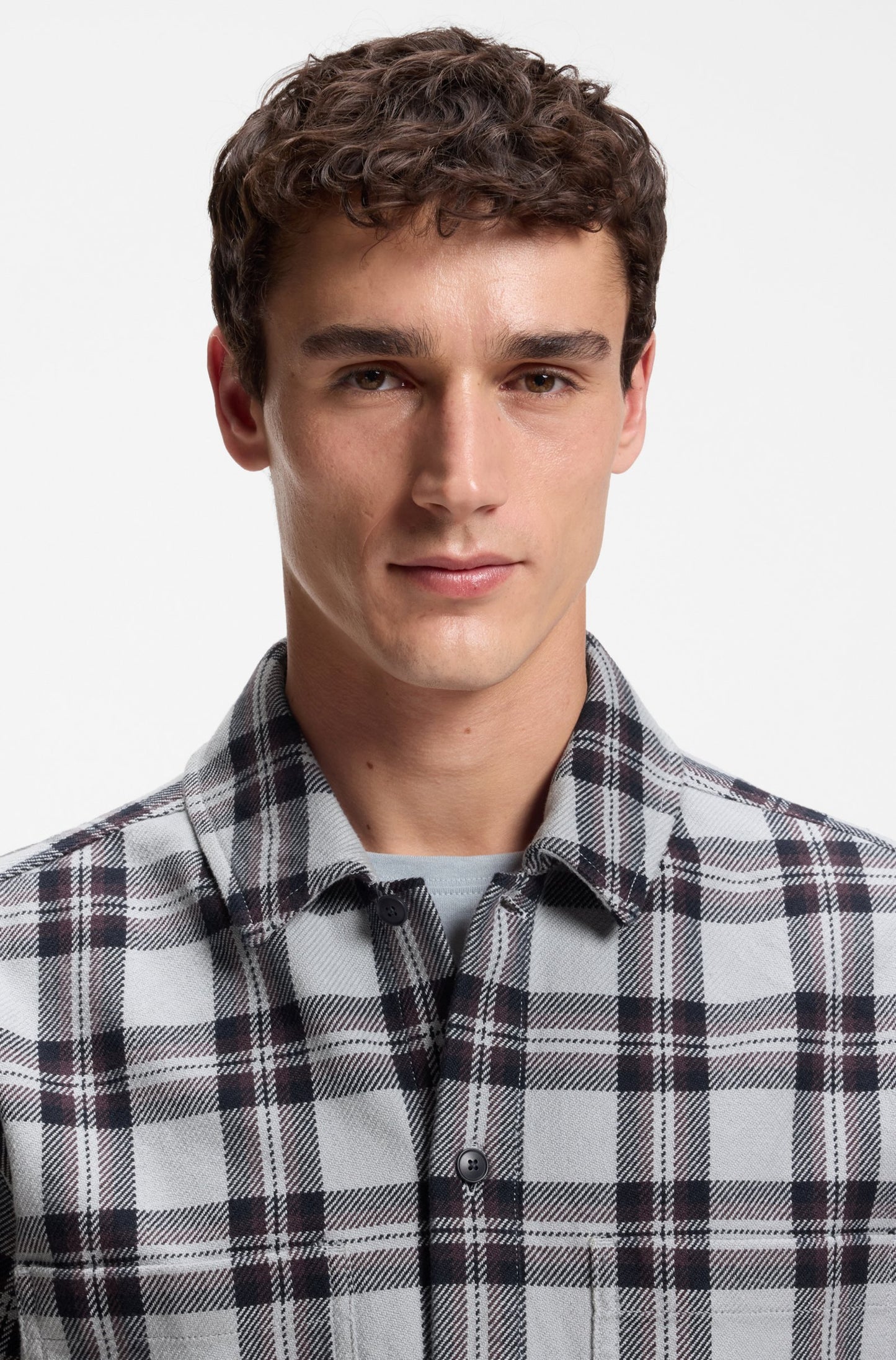 overshirt boss locky hugo hugoboss överskjorta rutig randig boss orange open grey grå fri frakt stenungsund