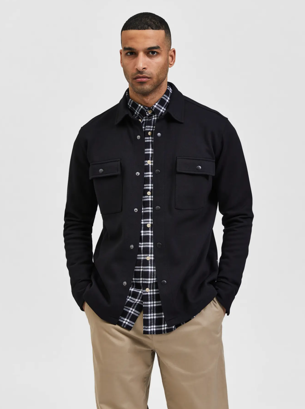 overshirt jackie sweat överskjorta selected homme black svart