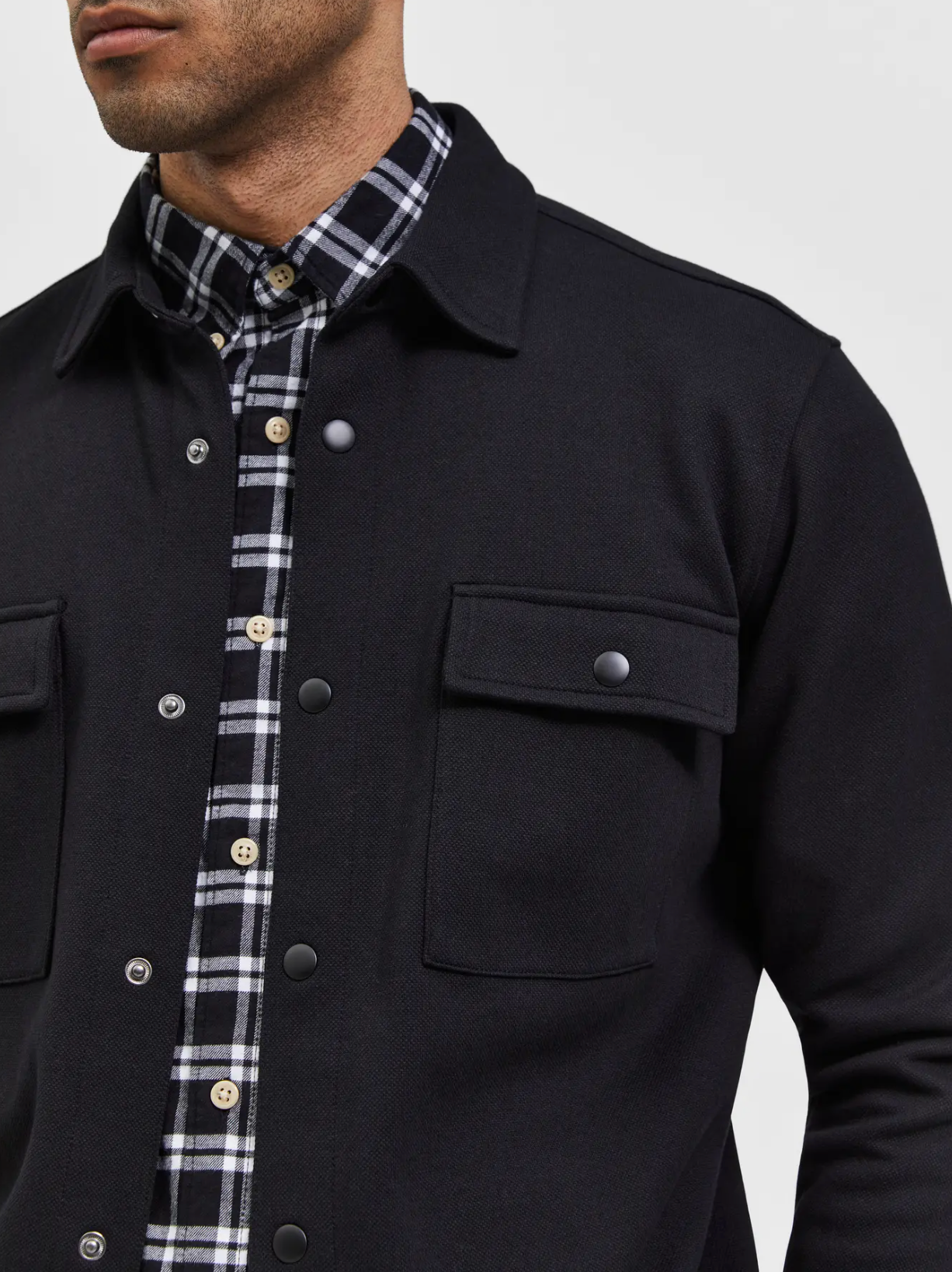 overshirt jackie sweat överskjorta selected homme black svart