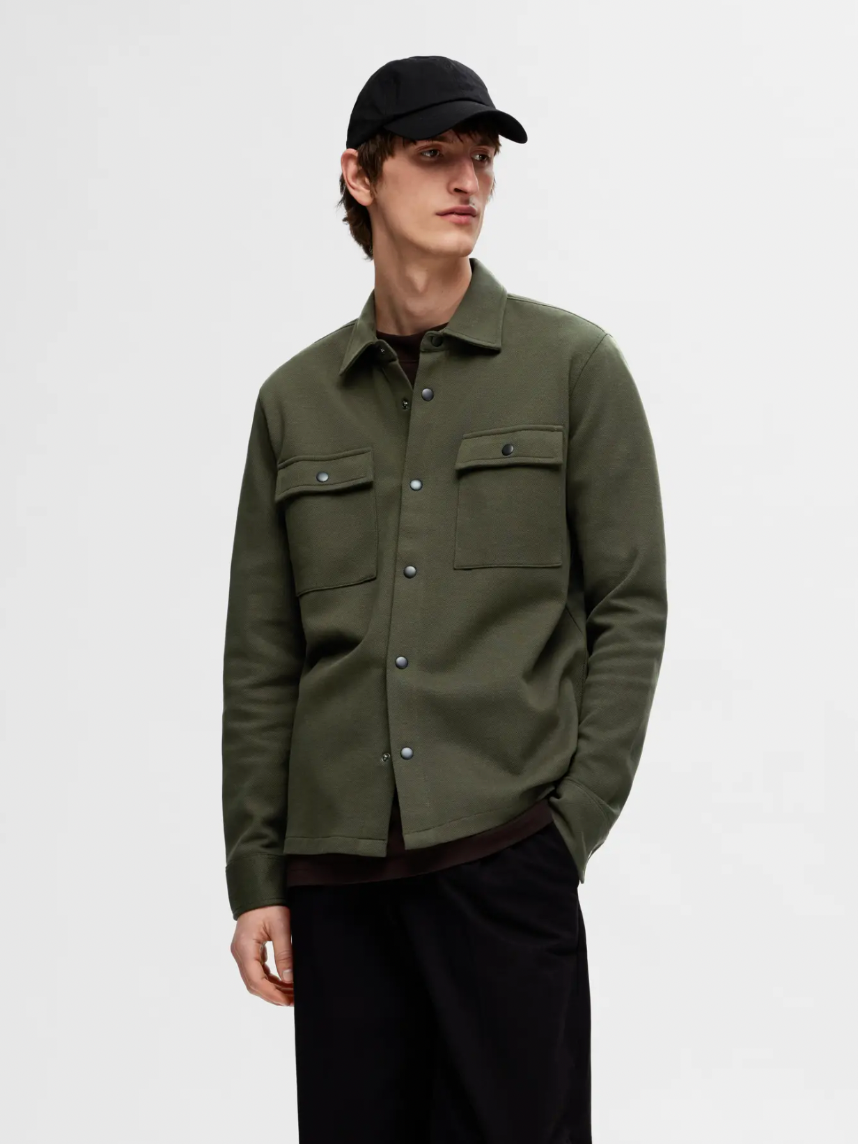 overshirt jackie sweat forest night överskjorta selected homme forest night green grön