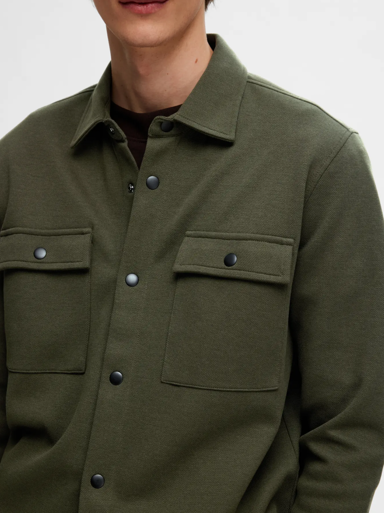 overshirt jackie sweat forest night överskjorta selected homme forest night green grön