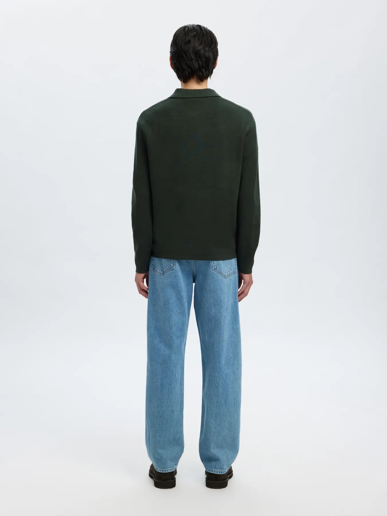 teller relaxed half zip polo selected homme tröja sweater knit krage dragkedja deep forest green grön