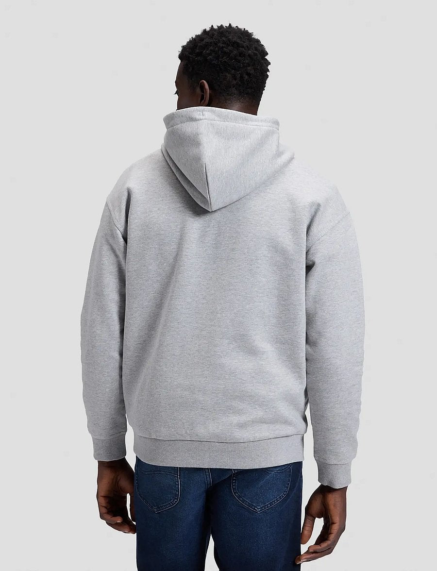 tröja hoodie lee leejeans workwear hoodie mid grey melange grå hood fri frakt stenungsund