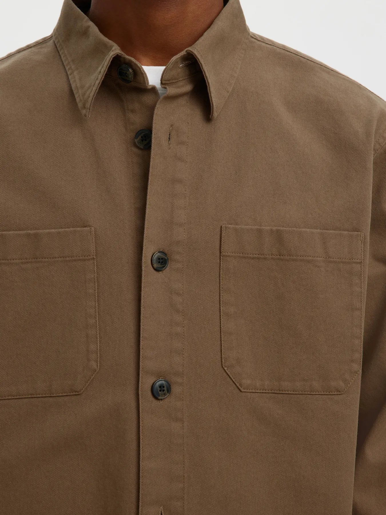 overshirt selected homme travis twill överskjorta chocolate chip brown brun