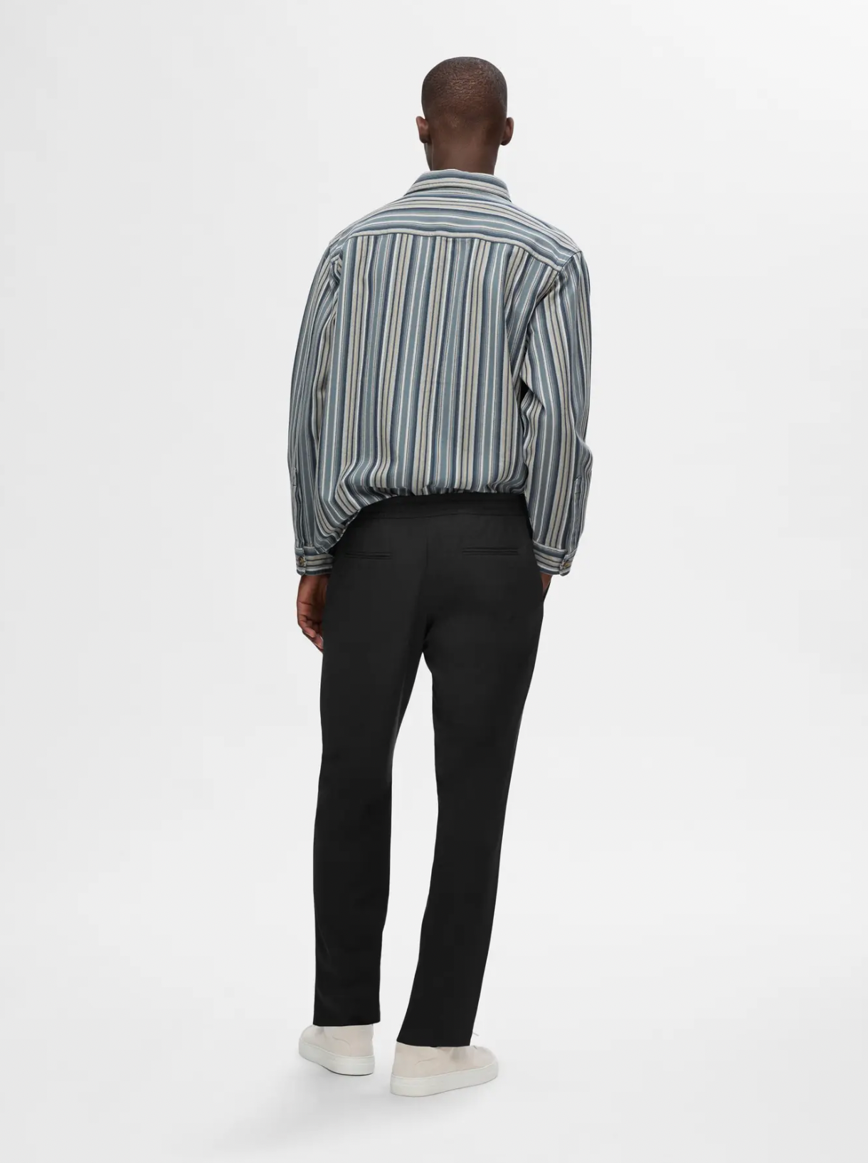 robert straight string pants selected homme byxor chinos stretch black svart