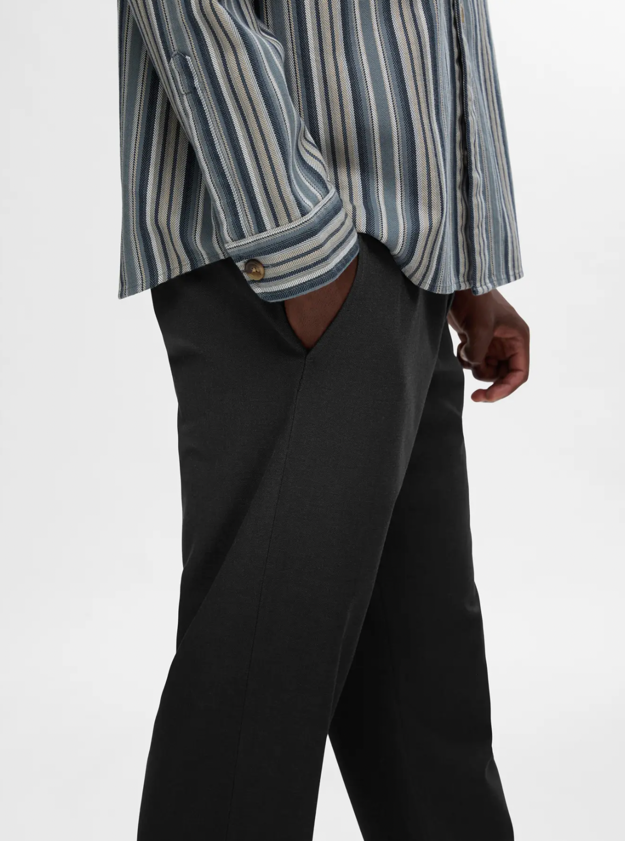 robert straight string pants selected homme byxor chinos stretch black svart