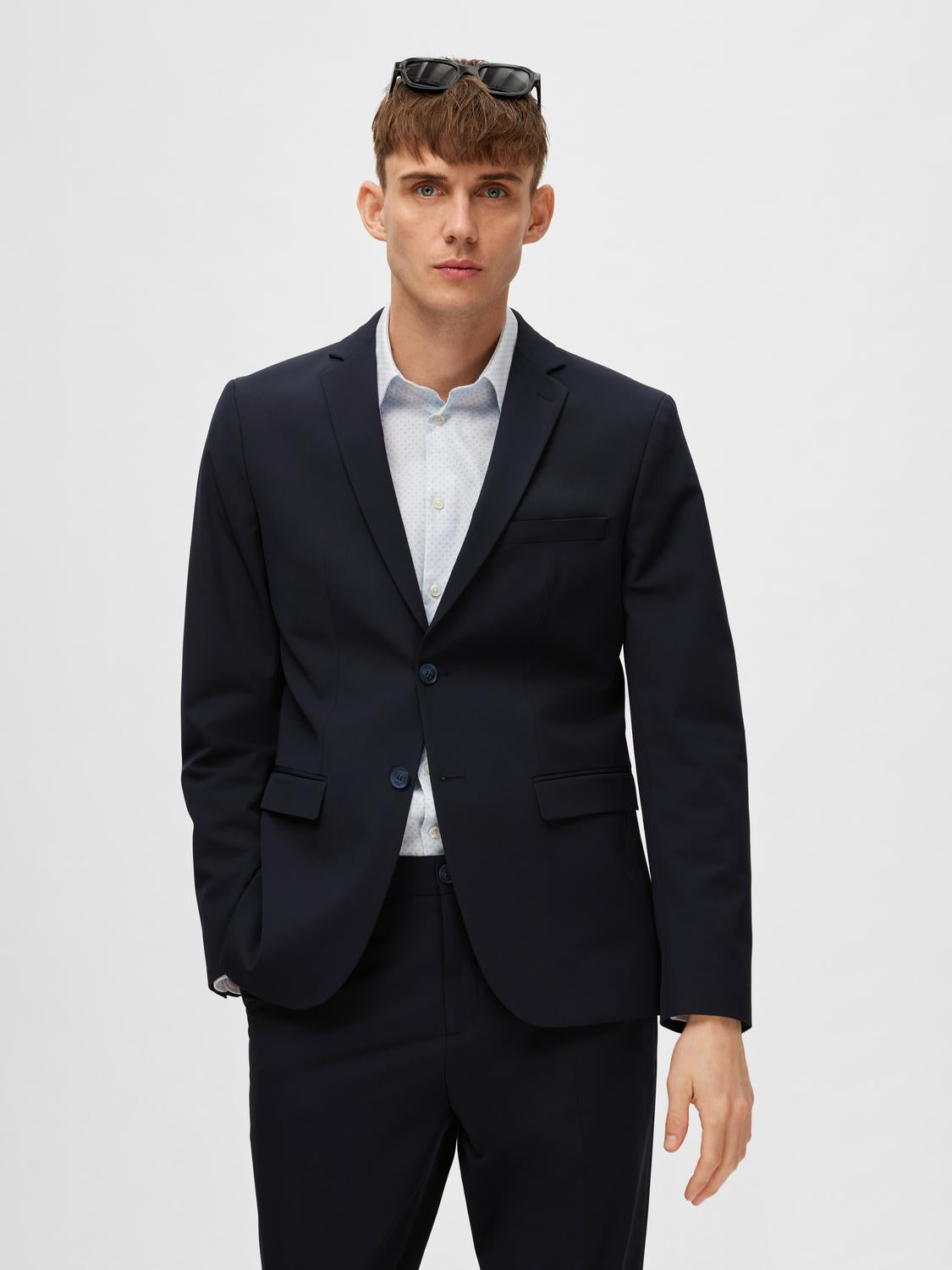 kavaj kostym selected homme liam flex blazer suit blazer stretch navy blue blå student bröllp