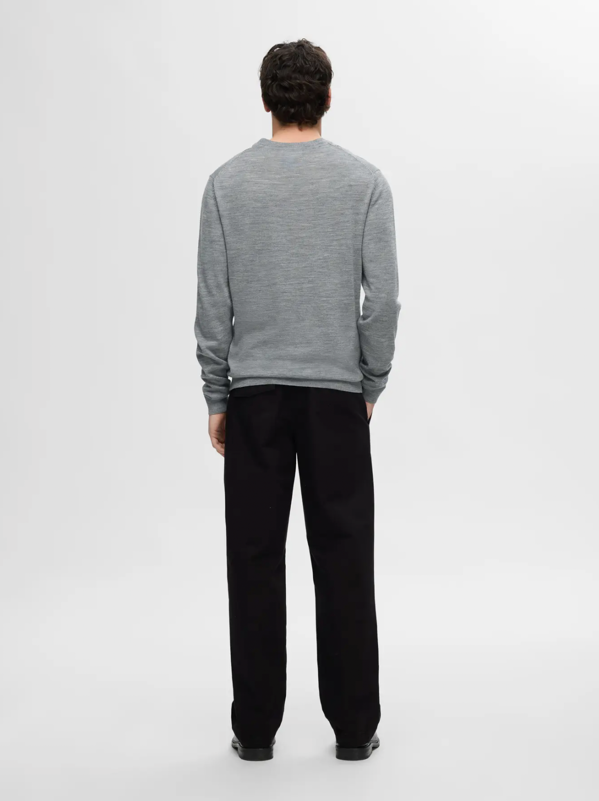 tröja tray merino knit selected homme sweater ull stickad ulltröja grey grå