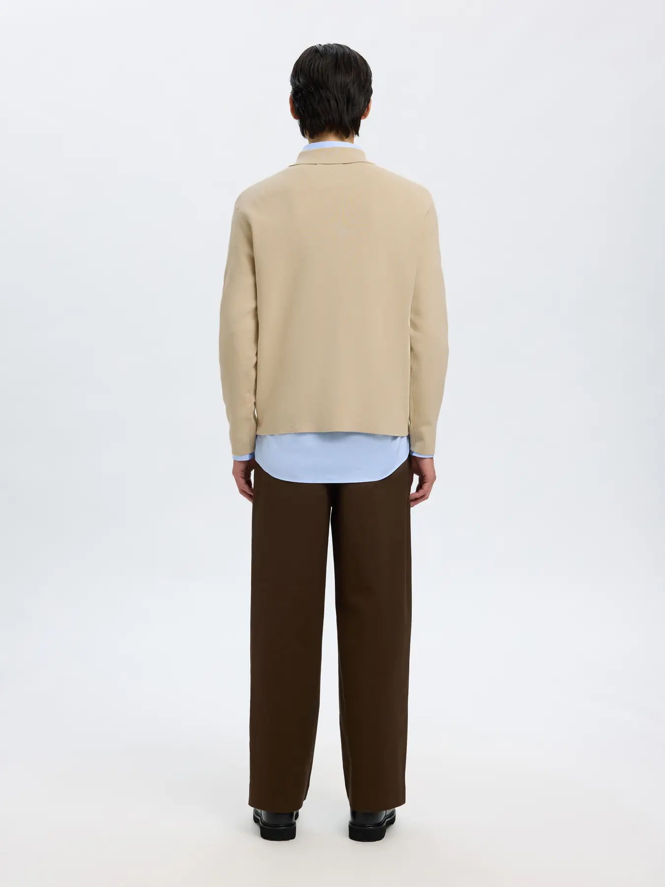 teller relaxed half zip polo selected homme tröja sweater knit krage dragkedja oatmeal sand beige