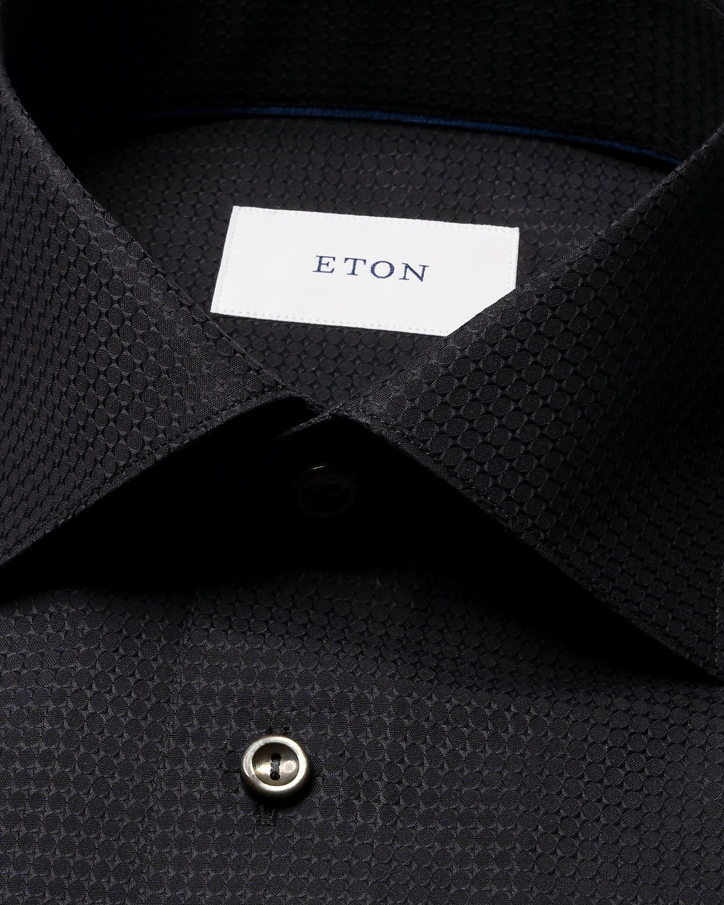 skjorta shirt eton slim fit semi solid dobby black svart etonshirts