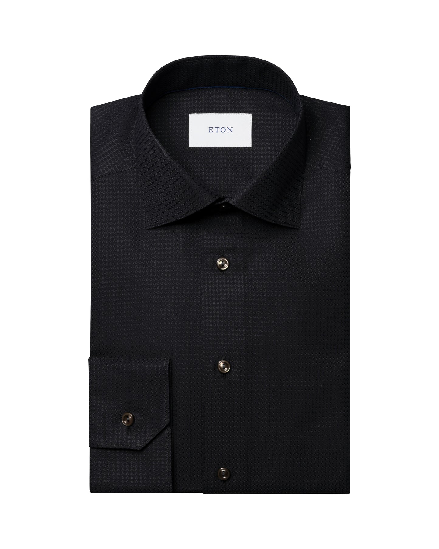 skjorta shirt eton slim fit semi solid dobby black svart etonshirts