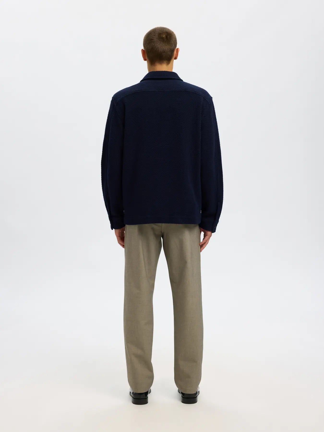 overshirt selected homme fred structure overshirt överskjorta sky captain navy blue blå