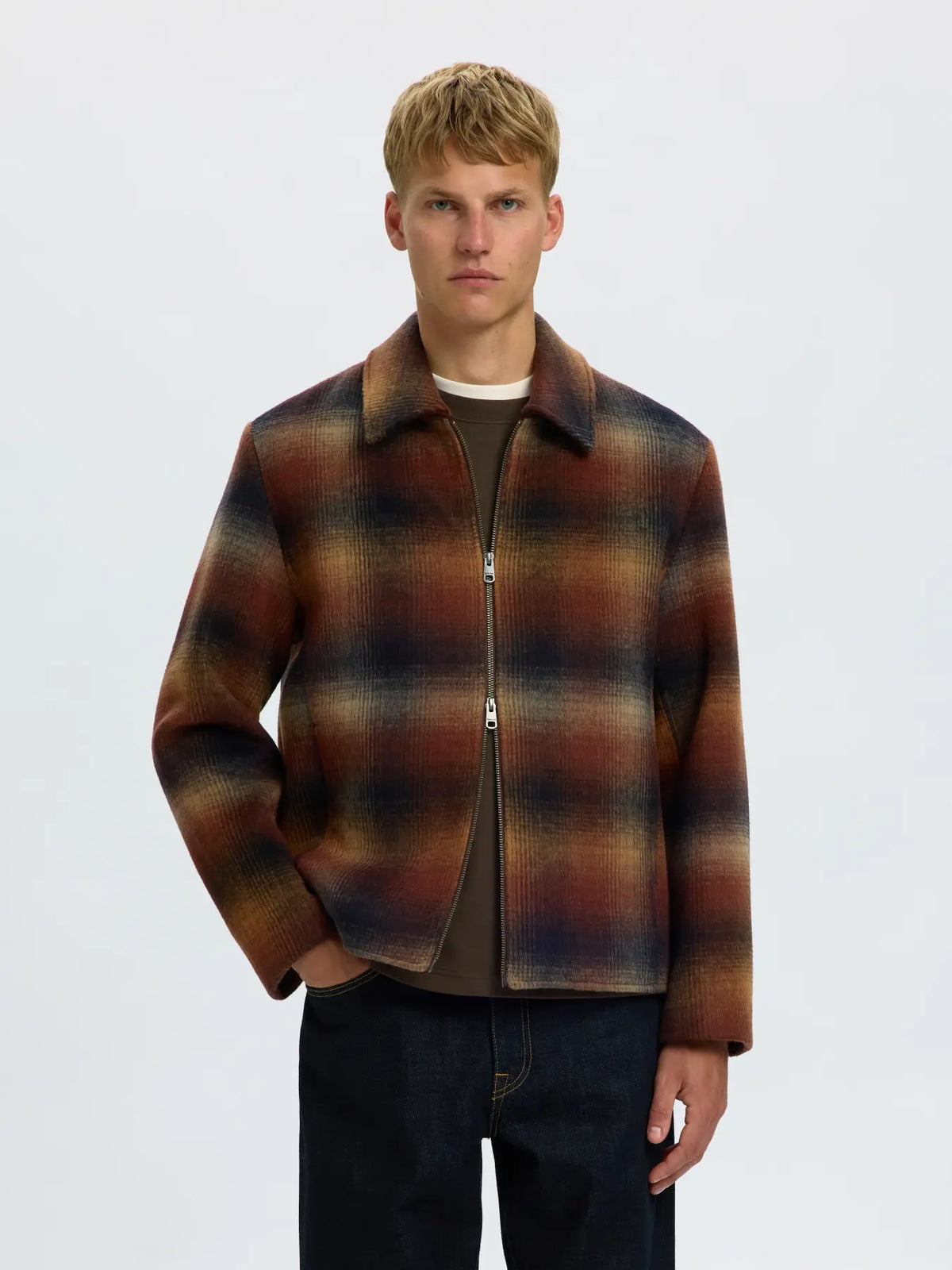 jacka jacket selected homme laughlin wool jacket ull höst jacka vinter jacka rutig monks robe fri frakt stenungsund