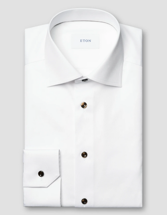 Slim Fit White/Brown Buttons