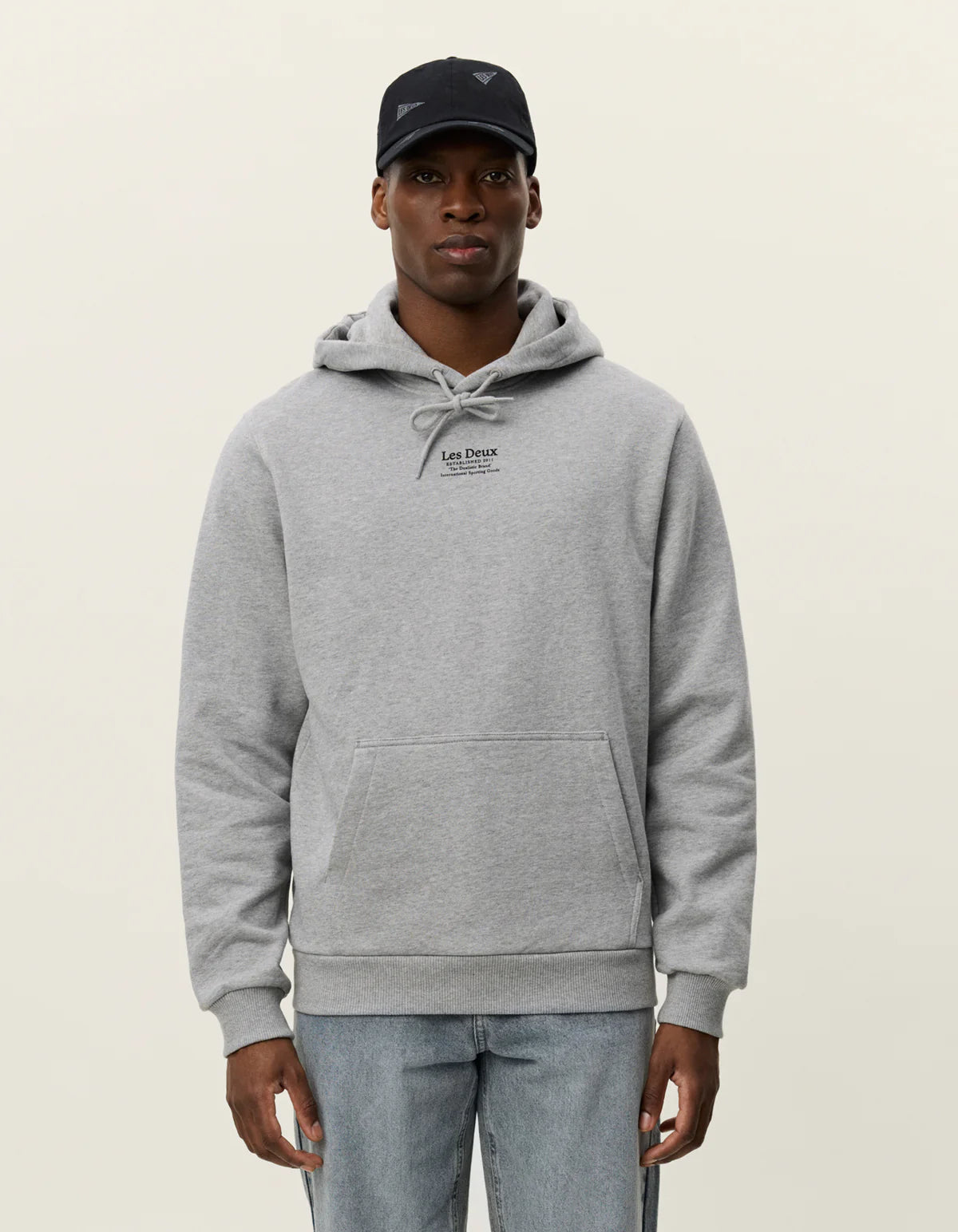 established hoodie les deux hood tröja huva bomull grey melange grå