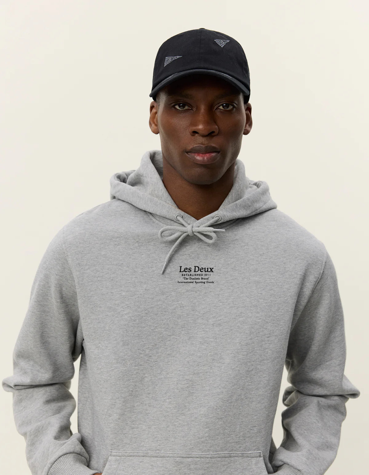 established hoodie les deux hood tröja huva bomull grey melange grå