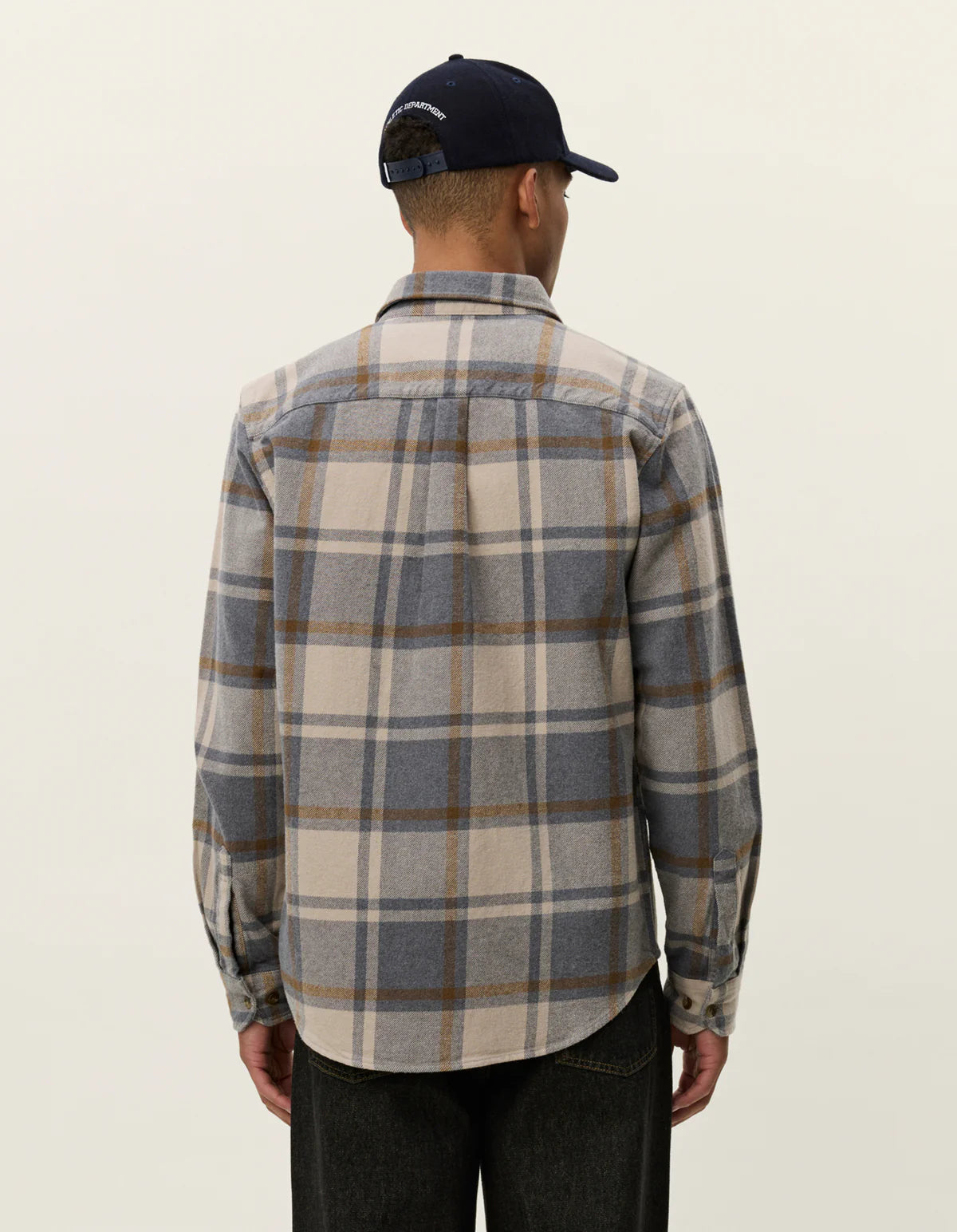 overshirt les deux jeremy överskjorta flanell rutig bomull bröstficka grey melange grå