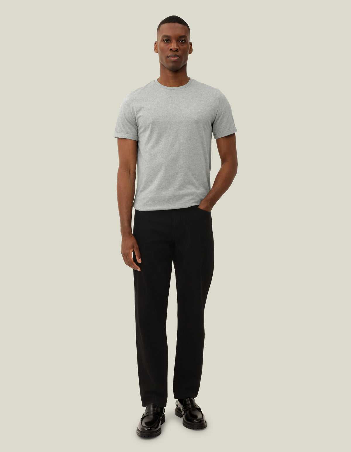 t-shirt tee les deux nörregaard tonal t-shirt grey mealnge grå bomull norregaard