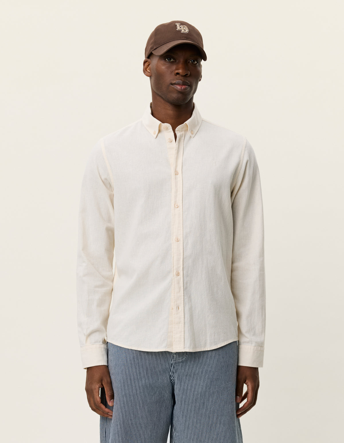 skjorta shirt les deux konrad cotton linen shirt linne skjorta button down eggnog white vit