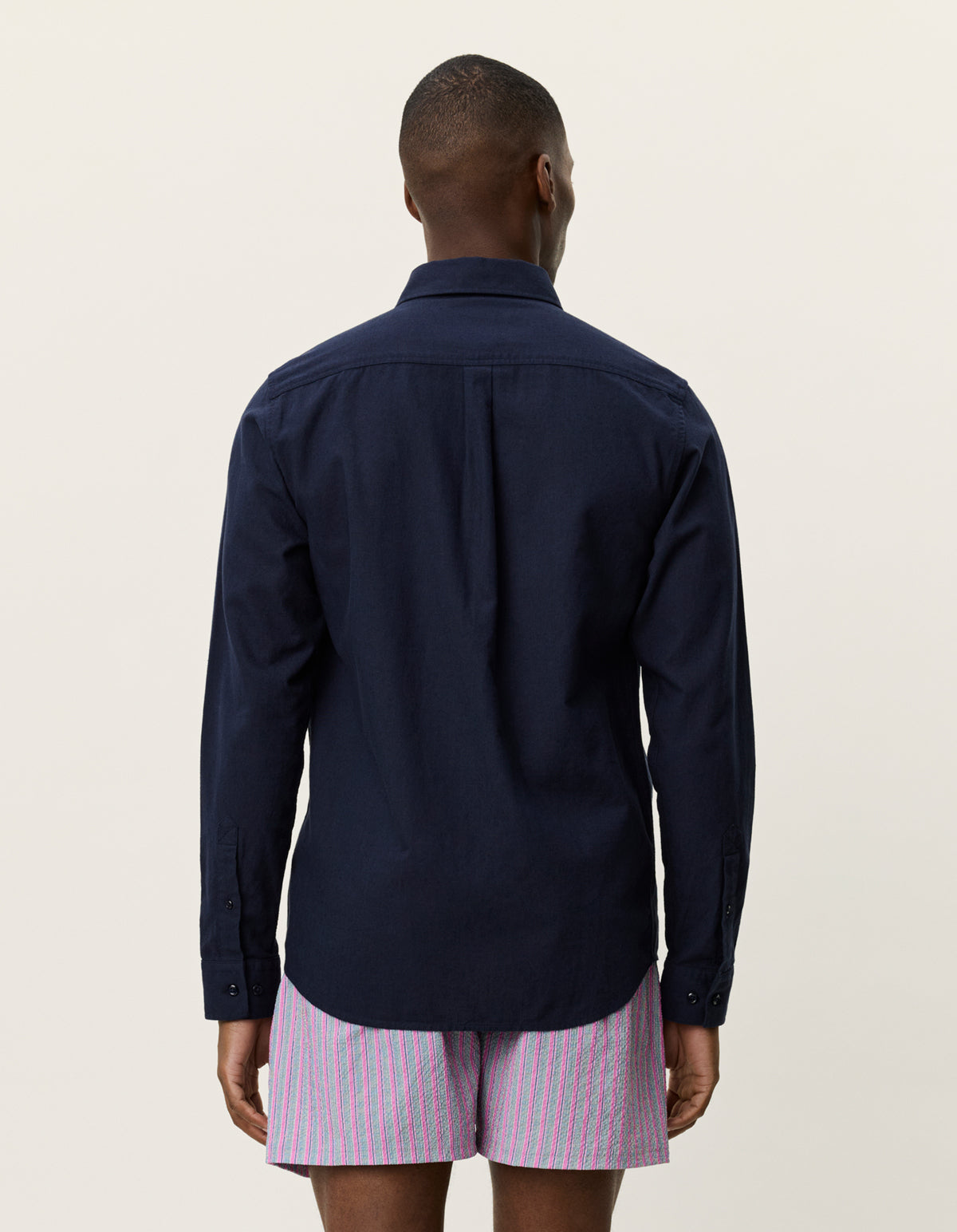 skjorta shirt les deux konrad cotton linen shirt linne skjorta button down dark navy blue blå