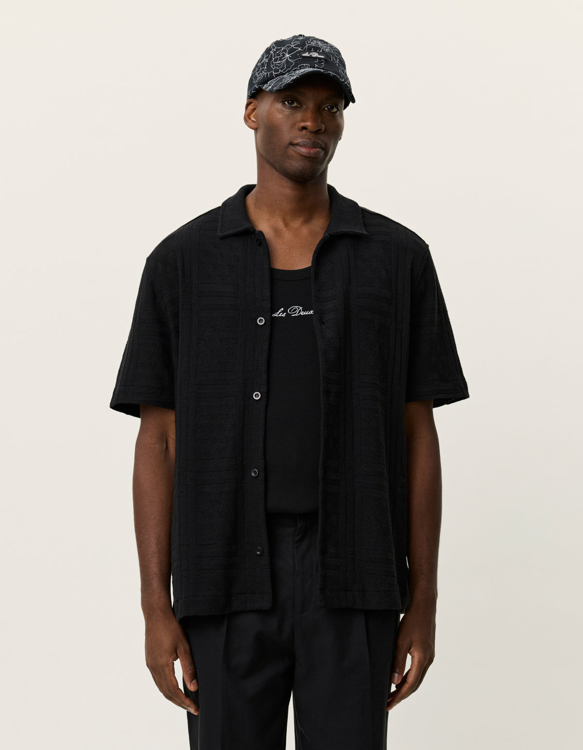 skjorta shirt les deux hector pointillé ss shirt black svart kortärm somar skjorta