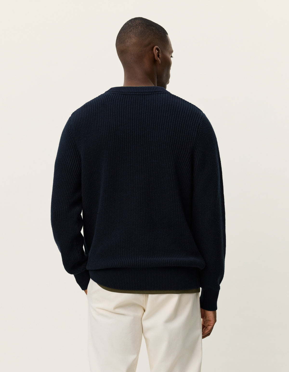 tröja sweater les deux gary rib crewneck knit dark navy blue blå stickad 