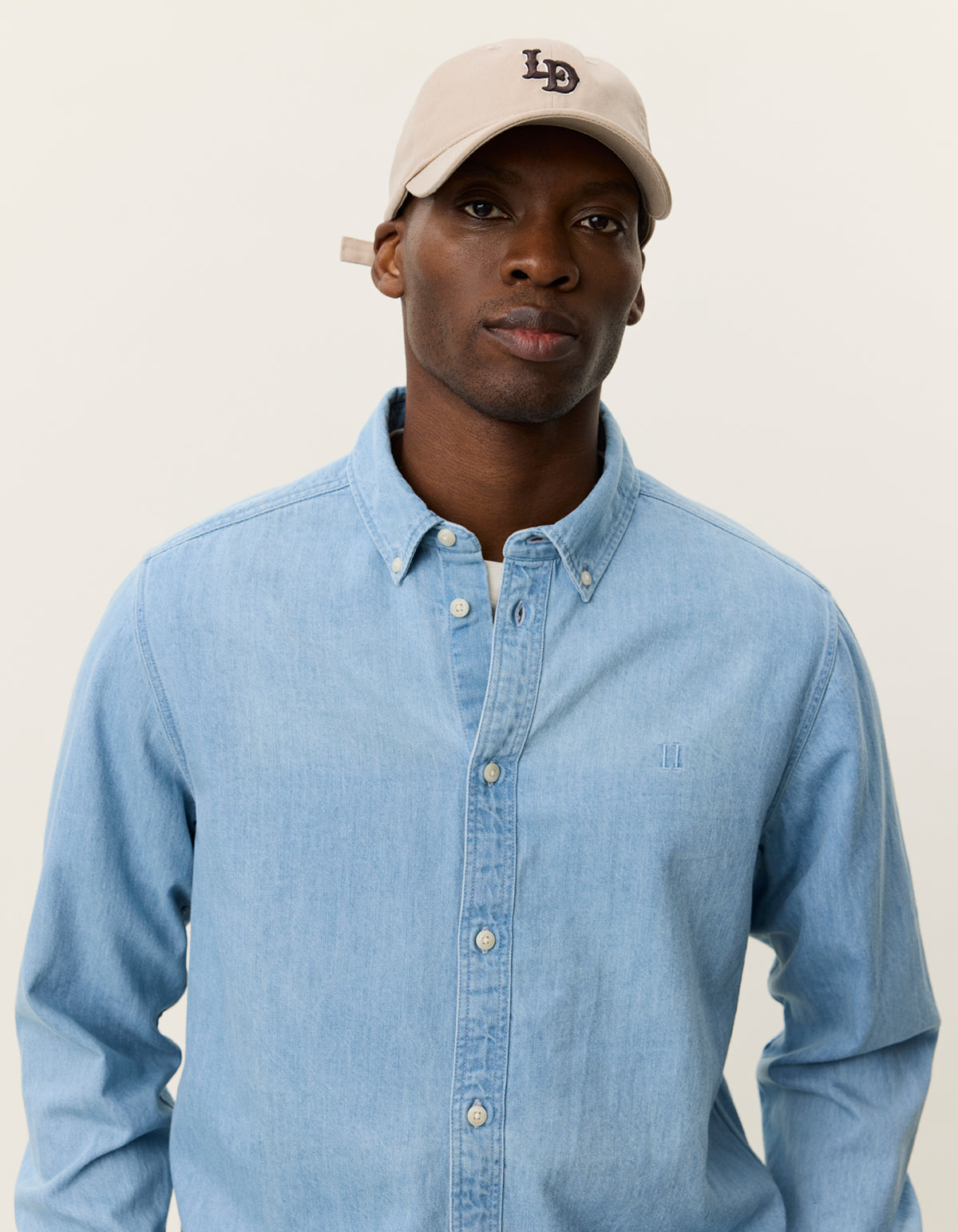 skjorta shirt les deux konrad denim shirt light indigo wash jeans jeansskjorta