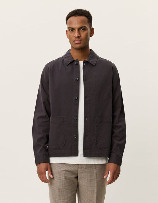 overshirt överskjorta les deux layton cotton overshirt licorice black svart brown brun stretch