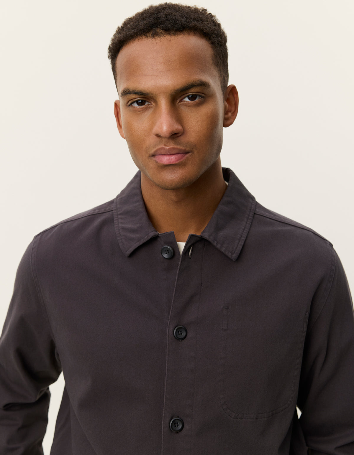 overshirt överskjorta les deux layton cotton overshirt licorice black svart brown brun stretch