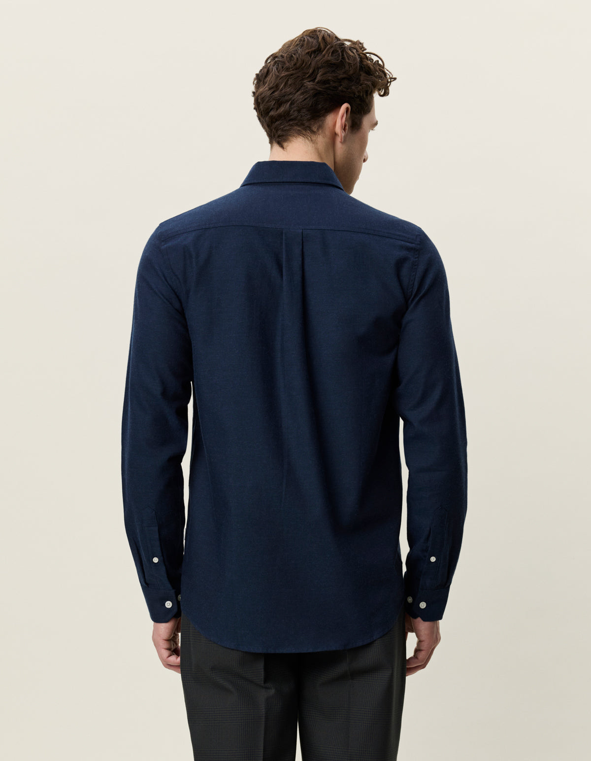 skjorta shirt les deux soft flannel shirt bomull button down krage dark navy blå blue fri frakt stenungsund