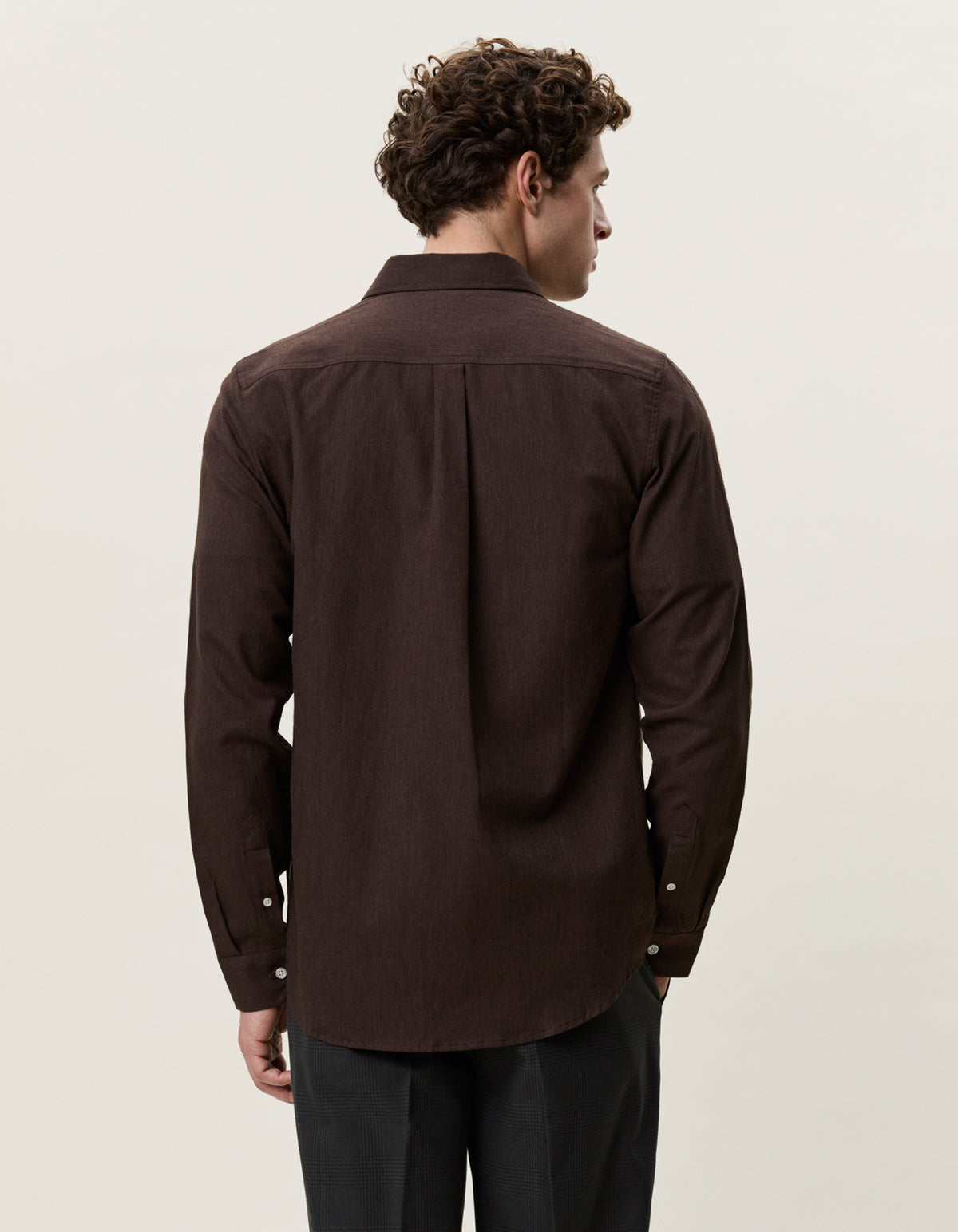 skjorta shirt les deux soft flannel shirt bomull button down krage delicioso brown brun fri frakt stenungsund