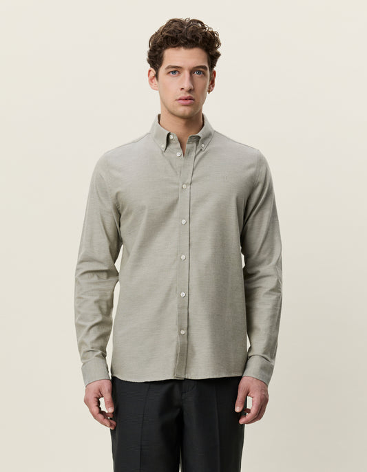skjorta shirt les deux soft flannel shirt bomull button down krage laurel oak sand green grön fri frakt stenungsund