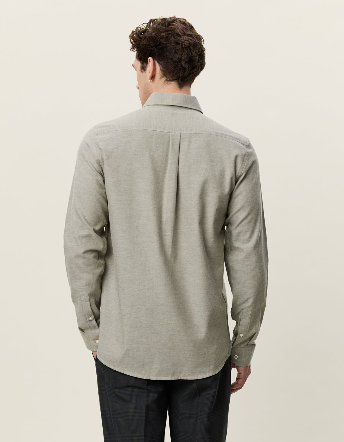 skjorta shirt les deux soft flannel shirt bomull button down krage laurel oak sand green grön fri frakt stenungsund