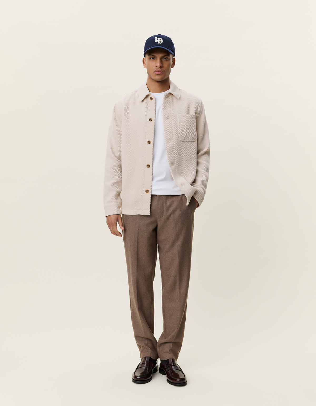 overshirt les deux twill wool overshirt överskjorta ivory sand offwhite bröstficka fri frakt stenungsund
