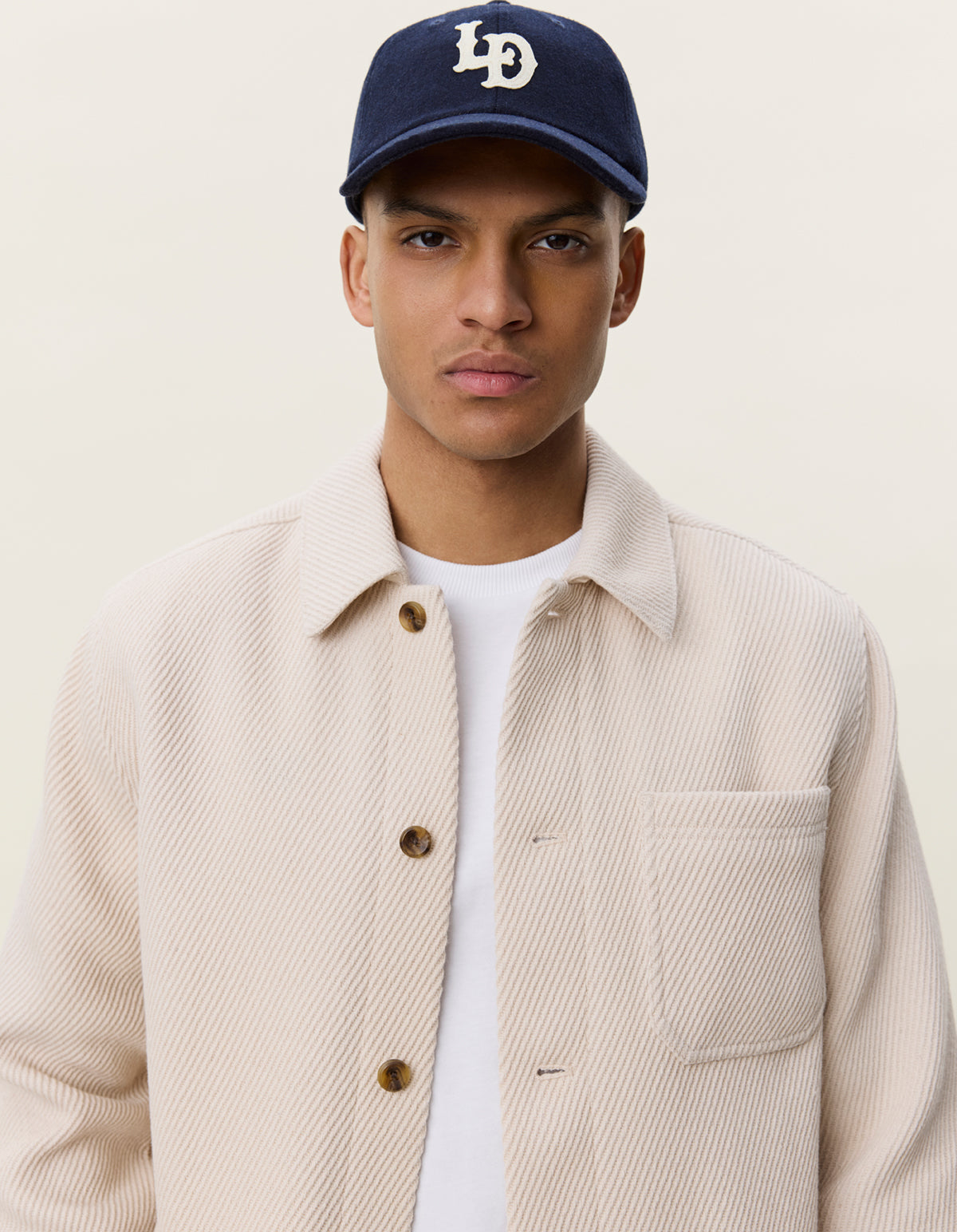 overshirt les deux twill wool overshirt överskjorta ivory sand offwhite bröstficka fri frakt stenungsund