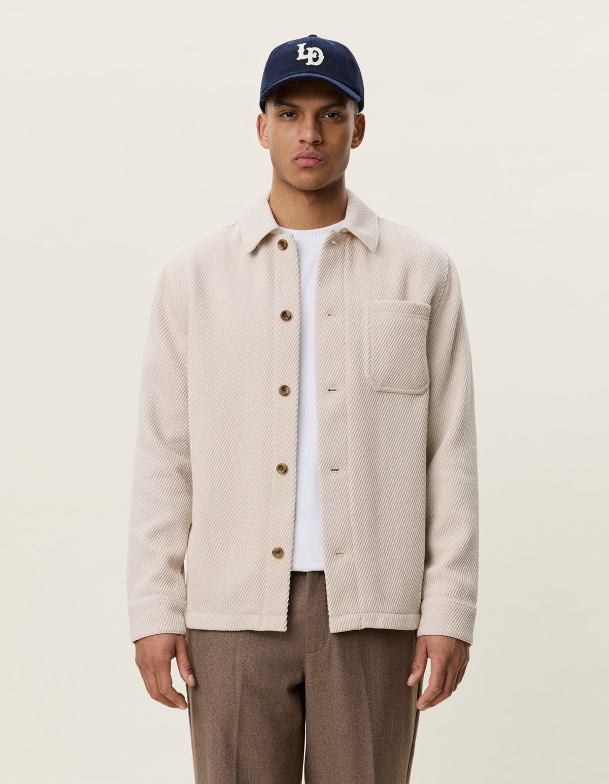 overshirt les deux twill wool overshirt överskjorta ivory sand offwhite bröstficka fri frakt stenungsund