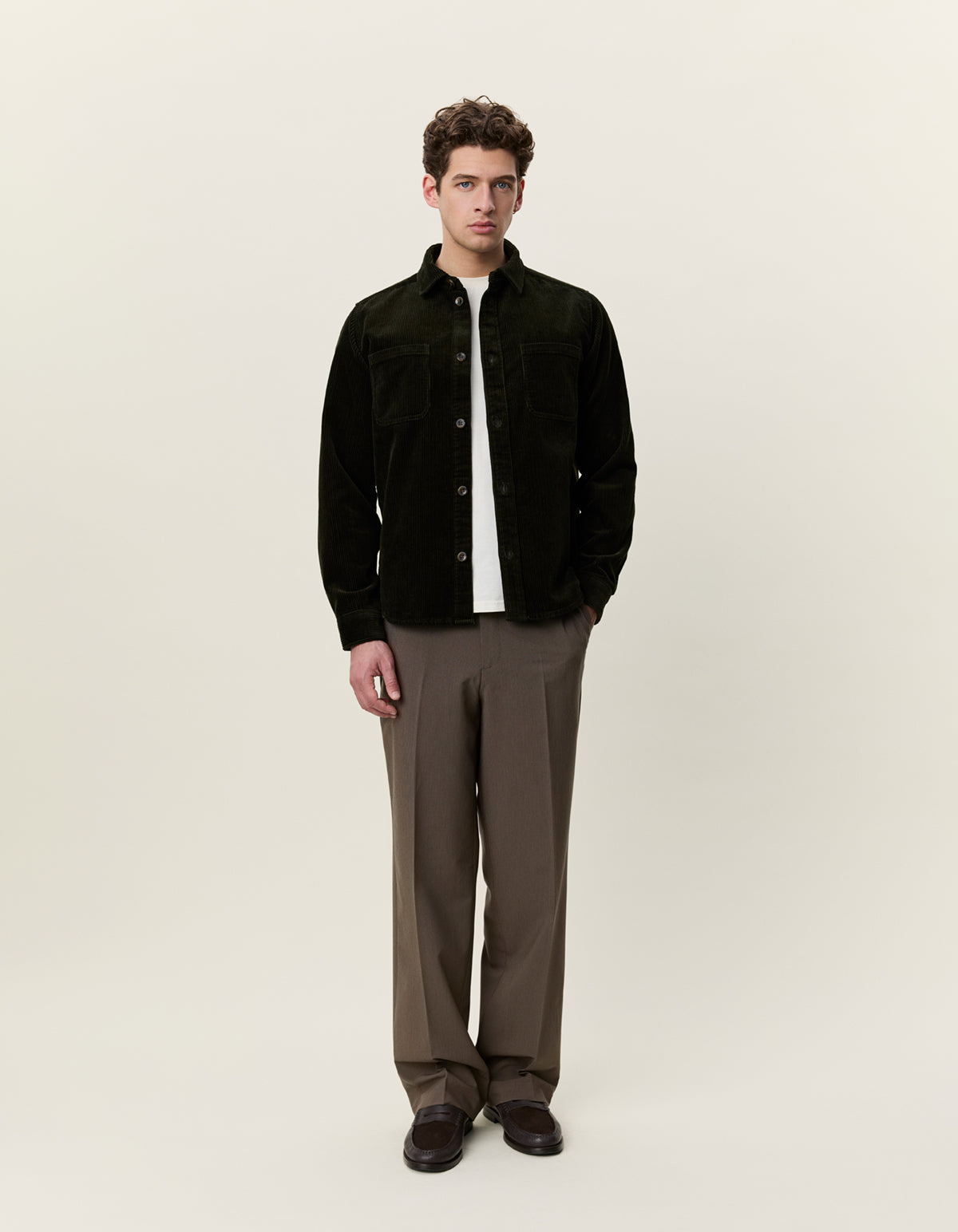 overshirt les deux corduroy overshirt överskjorta manchester bröstfickor rosin green grön fri frakt stenungsund