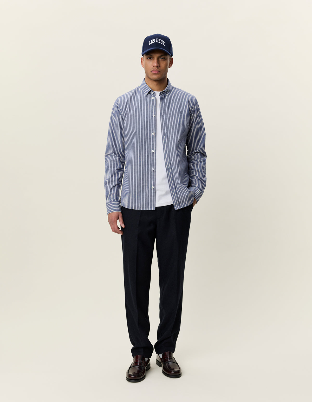 skjorta les deux shirt light oxford shirt blueprint randig button down fri frakt stenungsund