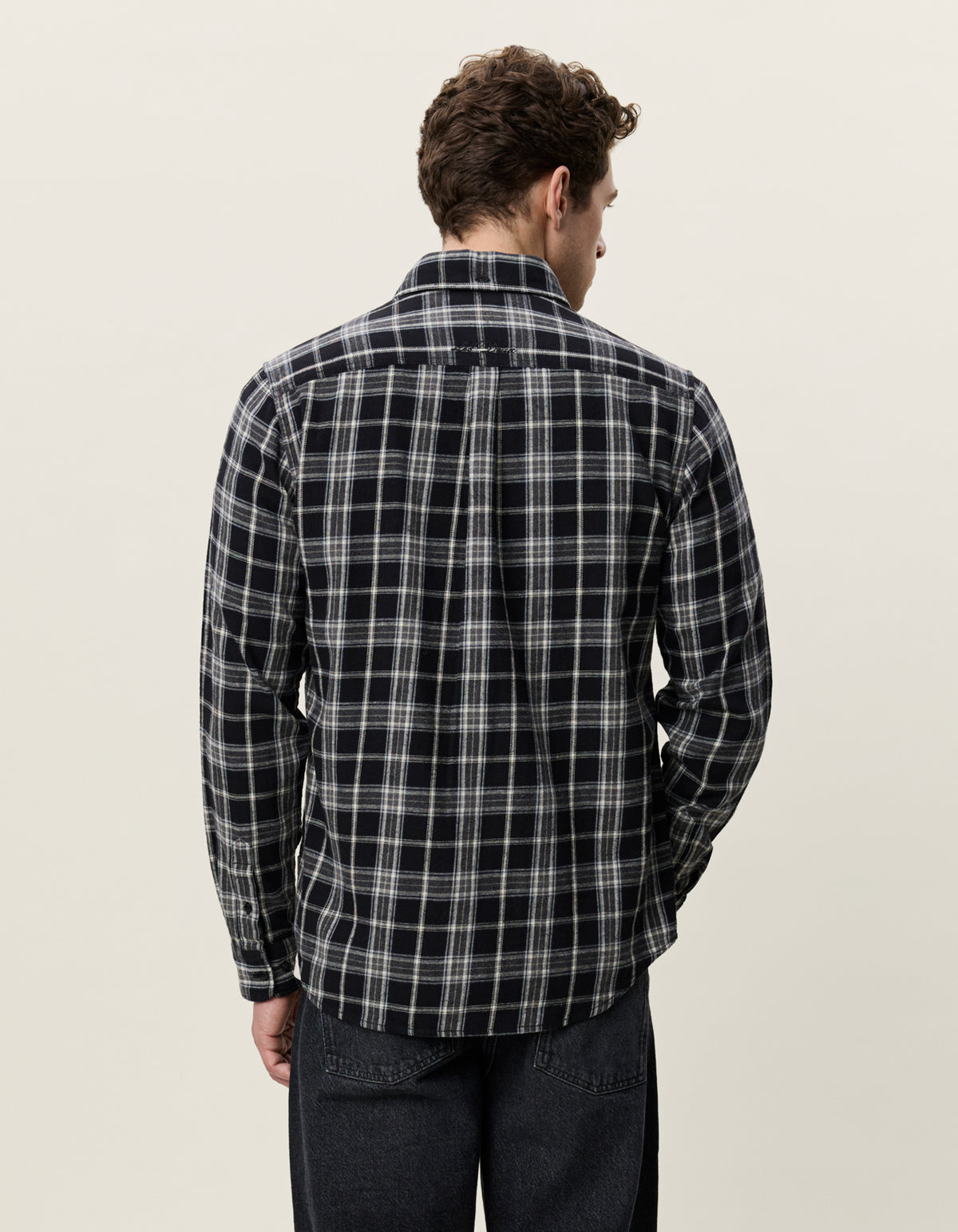 skjorta shirt les deux vintage check shirt rutig randig button down krage black svart fri frakt stenungsund