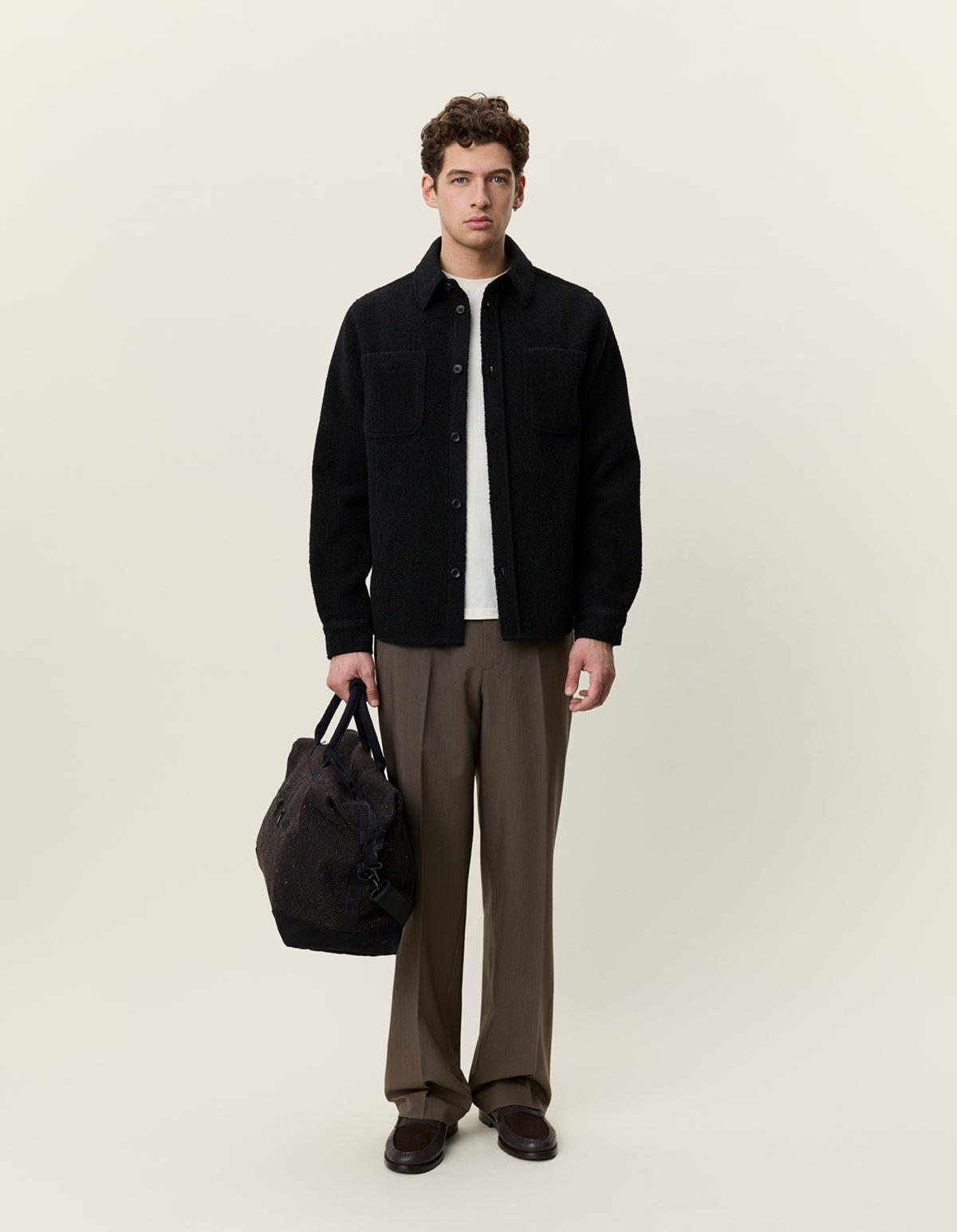 overshirt les deux bouclè overshirt boucle överskjorta bröstfickor black svart fri frakt stenungsund