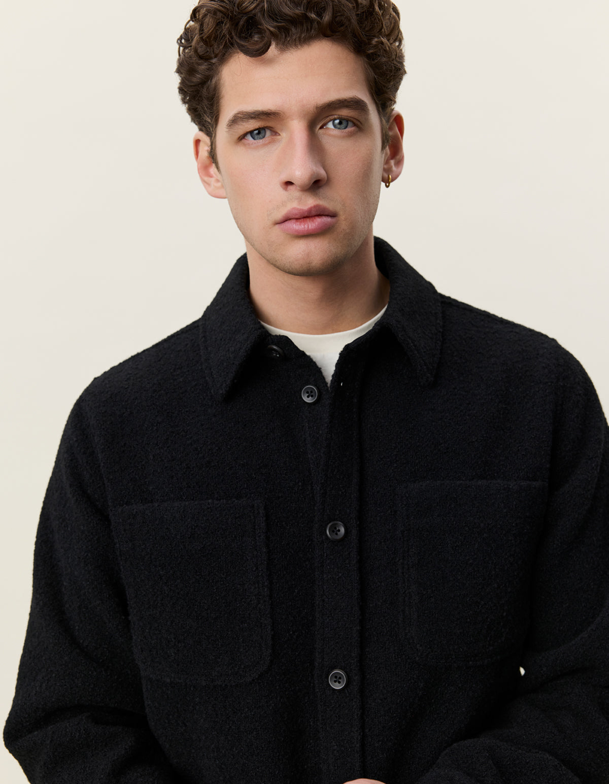 overshirt les deux bouclè overshirt boucle överskjorta bröstfickor black svart fri frakt stenungsund
