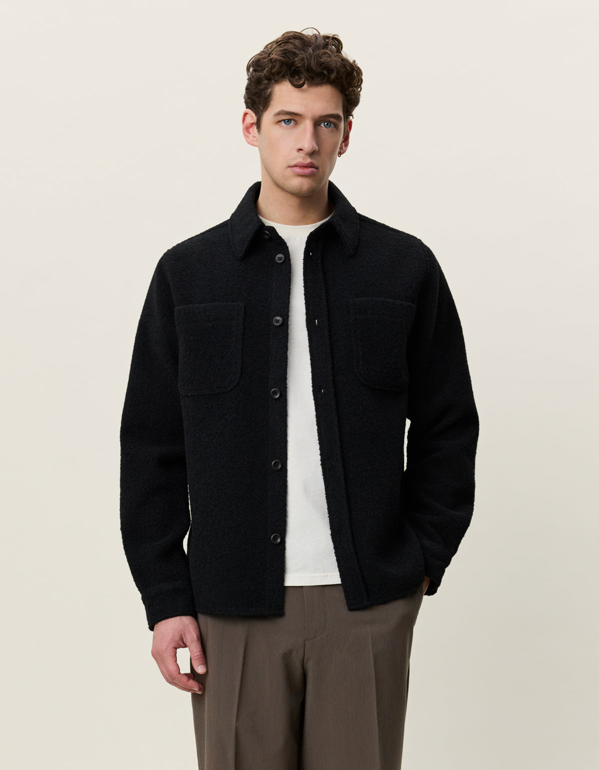 overshirt les deux bouclè overshirt boucle överskjorta bröstfickor black svart fri frakt stenungsund