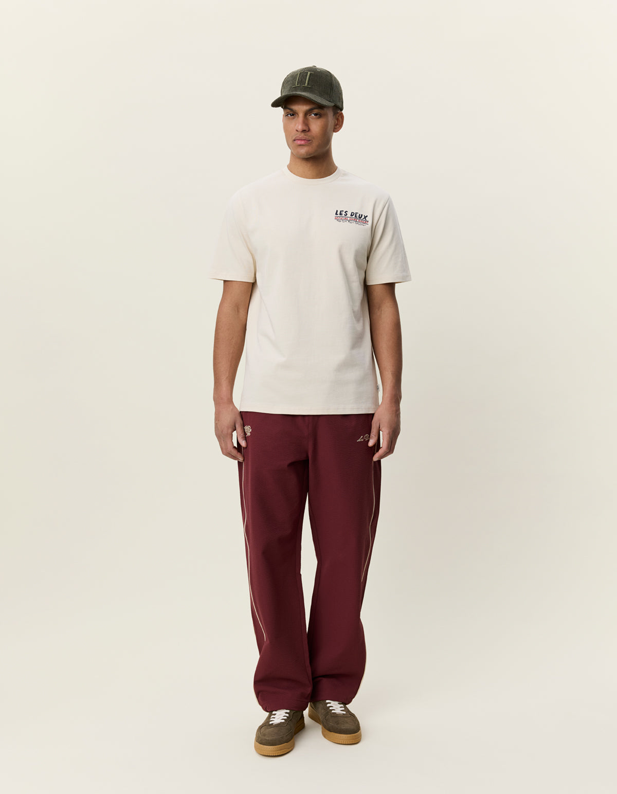 t-shirt tee les deux record t-shirt print tryck back print ivory sand beige offwhite fri frakt stenungsund 