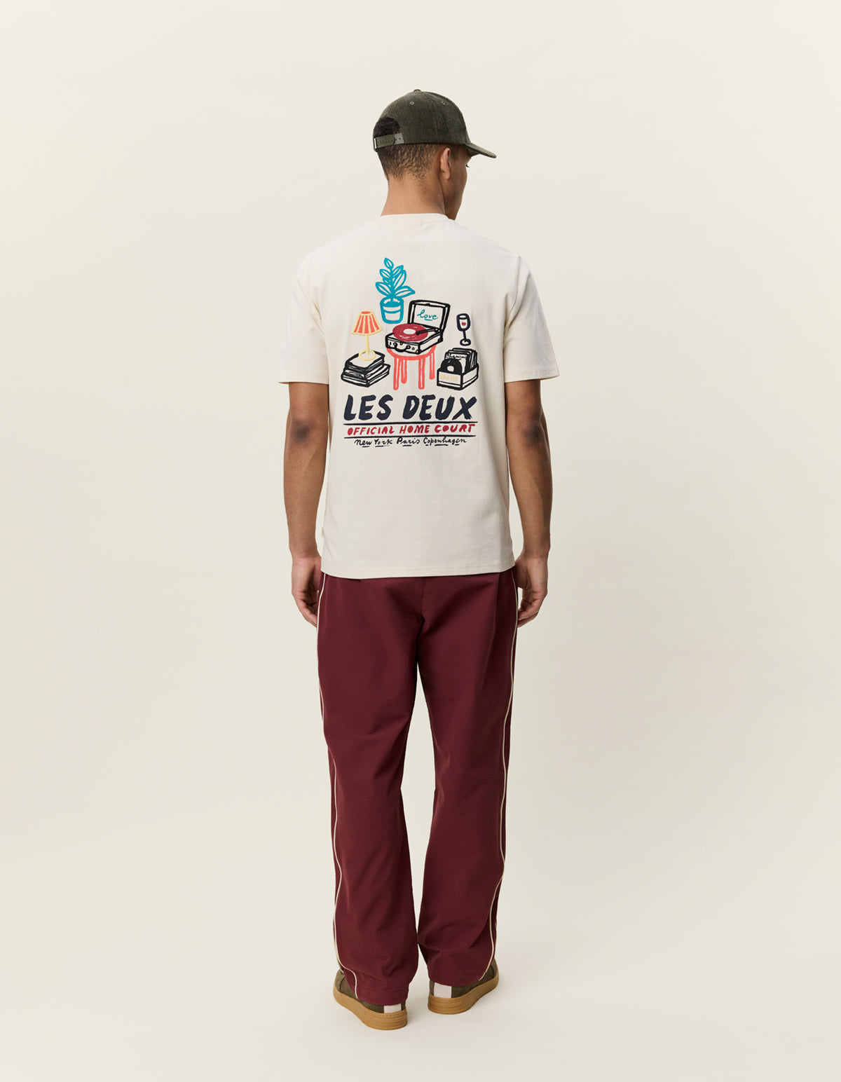 t-shirt tee les deux record t-shirt print tryck back print ivory sand beige offwhite fri frakt stenungsund 