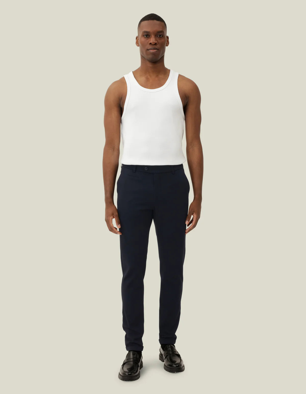 les deux como suit pants byxor stretch navy blå