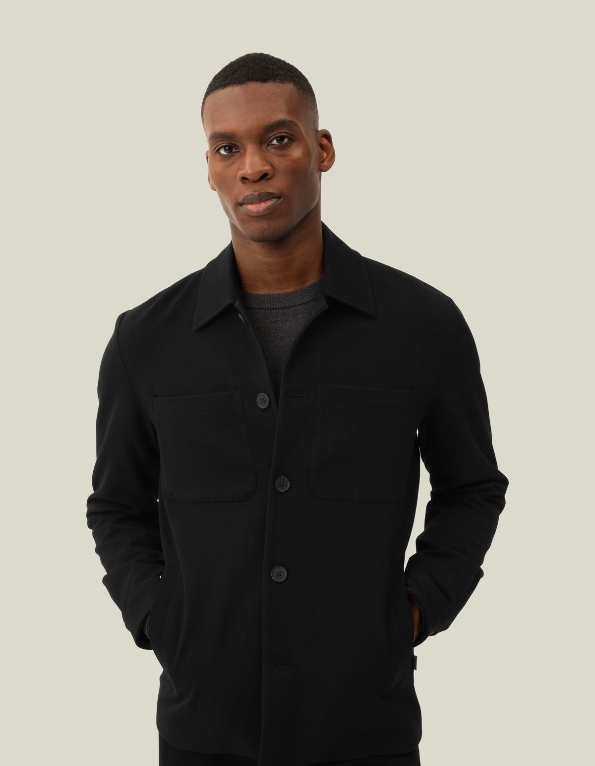 overshirt marseille les deux hybrid jacket överskjorta jacka kavaj svart black stretch