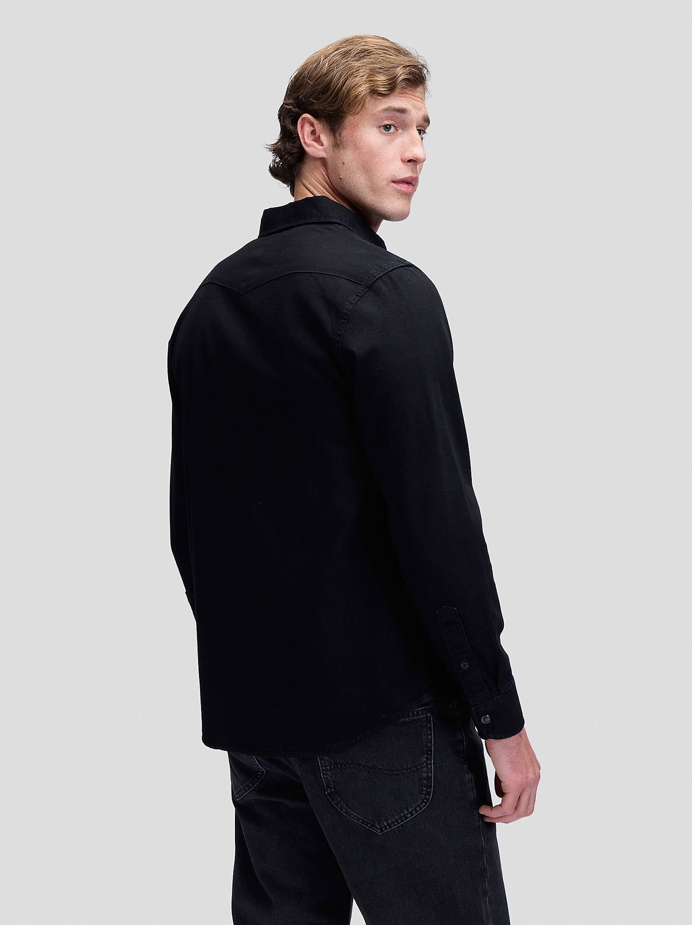 skjorta shirt regular western shirt lee leejeans lee jeans denim shirt jeansskjorta black svart fri frakt stenungsund
