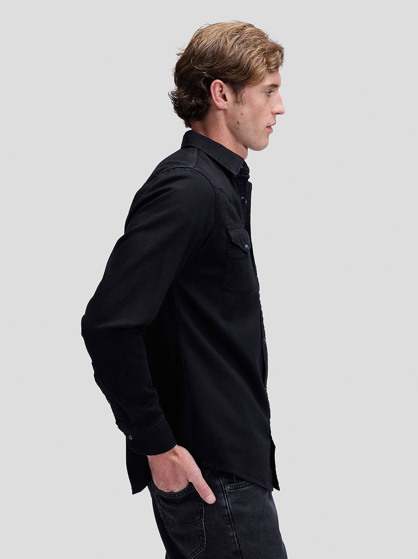 skjorta shirt regular western shirt lee leejeans lee jeans denim shirt jeansskjorta black svart fri frakt stenungsund