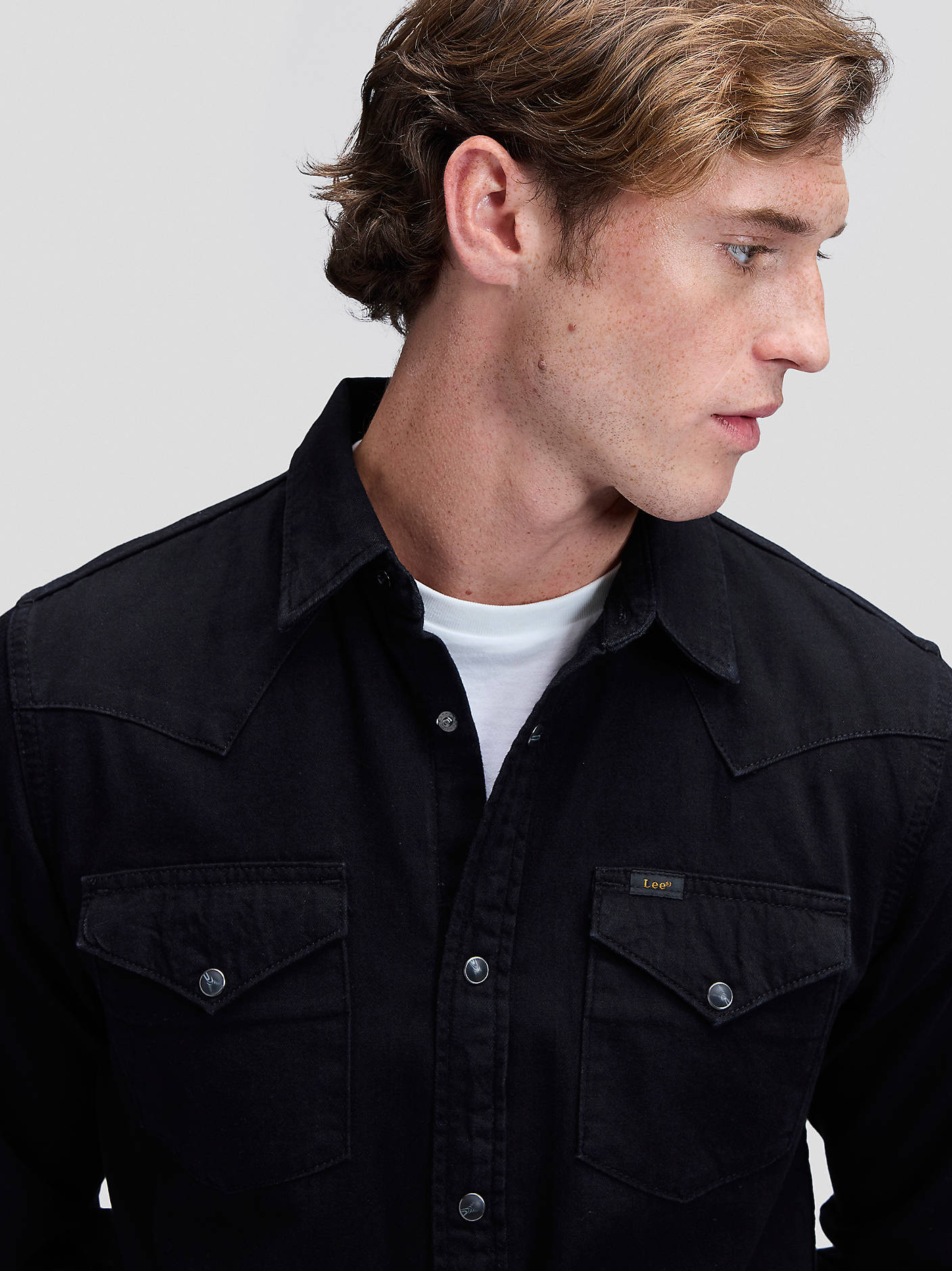 skjorta shirt regular western shirt lee leejeans lee jeans denim shirt jeansskjorta black svart fri frakt stenungsund